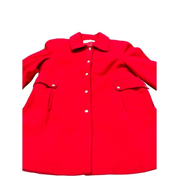 MICHAEL‎ Michael Kors 100% Red Wool Coat, Snap, Zipper, Size 14 Womens - Picture 2 of 16